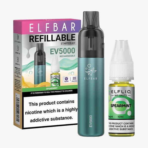 Elf Bar EV5000 Starter Kit & Elfliq Nic Salt 10ml E-Liquid Combo Pack