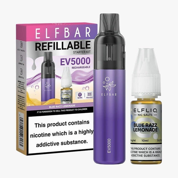 Elf Bar EV5000 Starter Kit & Elfliq Nic Salt 10ml E-Liquid Combo Pack