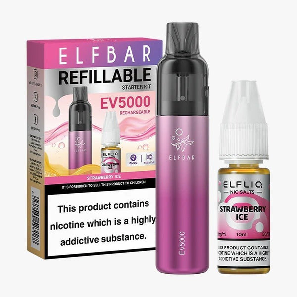 Elf Bar EV5000 Starter Kit & Elfliq Nic Salt 10ml E-Liquid Combo Pack