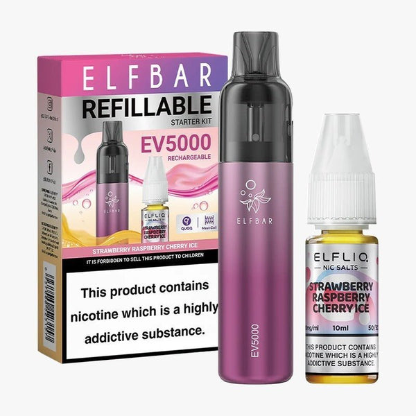 Elf Bar EV5000 Starter Kit & Elfliq Nic Salt 10ml E-Liquid Combo Pack