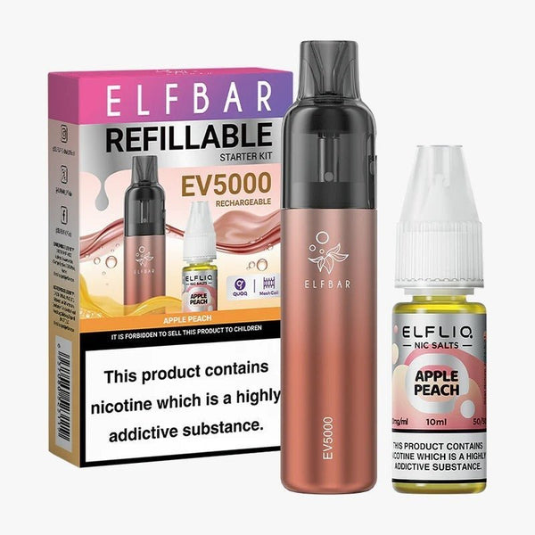 Elf Bar EV5000 Starter Kit & Elfliq Nic Salt 10ml E-Liquid Combo Pack